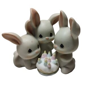 Vintage Enesco Precious Moment Figurine Another Year More Grey Hares  128686‎